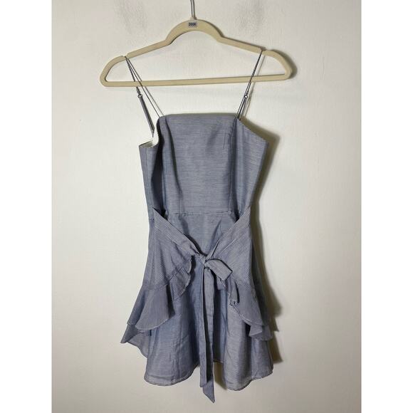 C/MEO Collective Dresses & Skirts - C/Meo Collective Blue White Striped Ruffle Spaghetti Strap Dress Sz XS